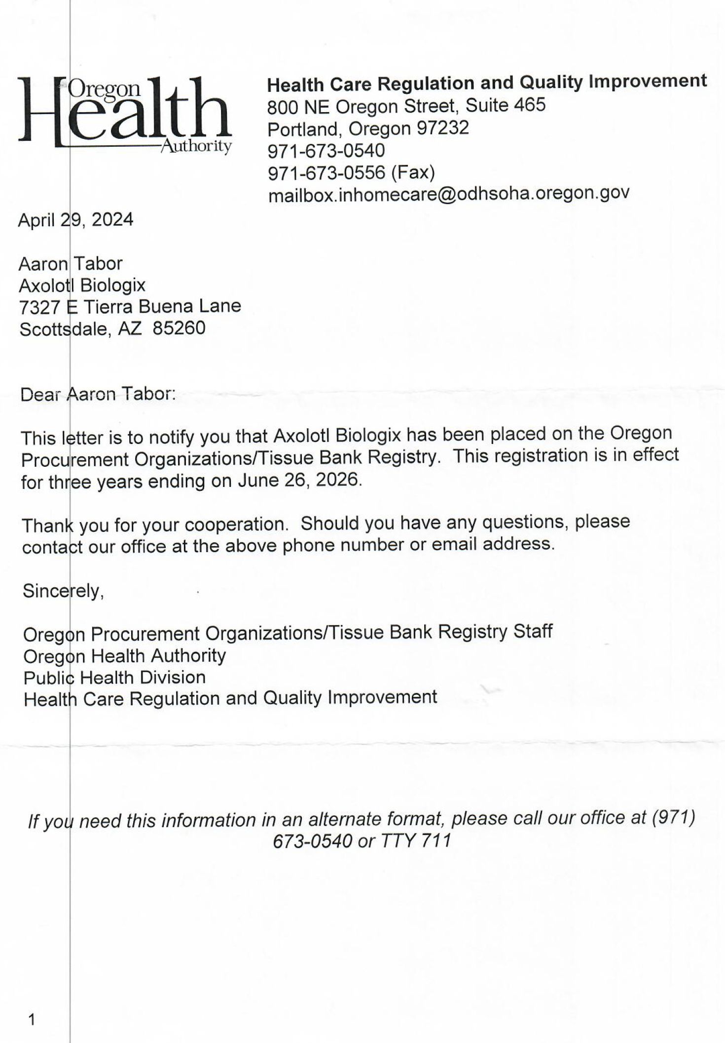 Oregon License